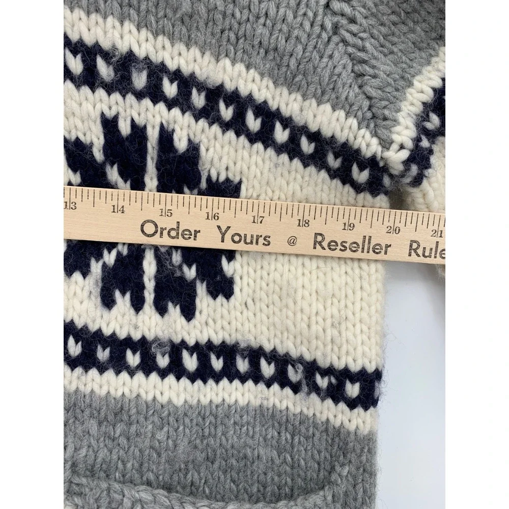 Vintage Gap Sweater Mens Large Hand Knit Zip Cardigan Snowflake Wool Thick Heavy